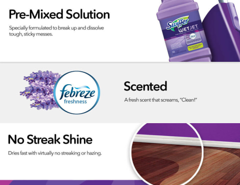 Swiffer WetJet Spray Mop Multi-Purpose and Hardwood Liquid Floor Cleaner  Refill, Lavender Vanilla & Comfort, 42.2 fl oz