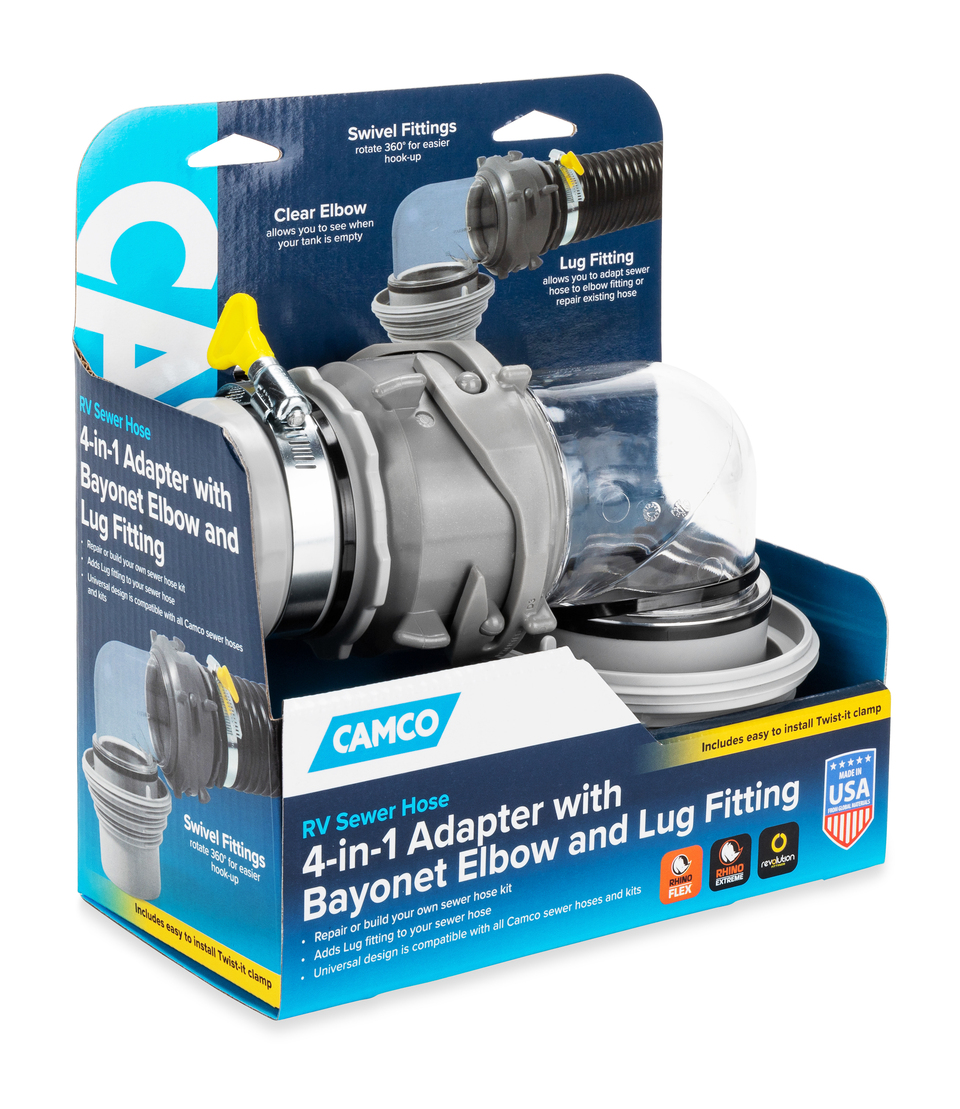 thumbnail video image 2 of (2 pack) Camco RV Straight Hose Adapter and Easy Slip 4-in-1 Elbow Kit (39214), 2 of 10