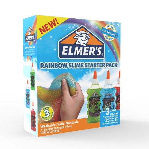 2 packs Elmer's Colorful Slime Starter Kit Blue & Red (mix =purple) Glitter  Glue