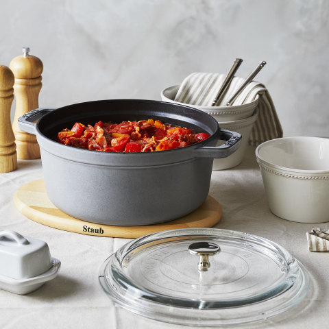 Staub Cast Iron 4-qt Shallow Wide Oval Cocotte with Glass Lid