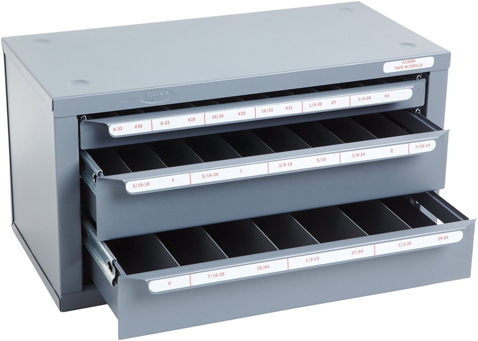 Huot - 3 Drawer, #6-32 to 1/2-20 Tap Storage | MSC Industrial 