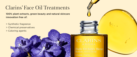 Clarins Face Oil Treatments. 100% plant extracts, green beauty, and natural skincare