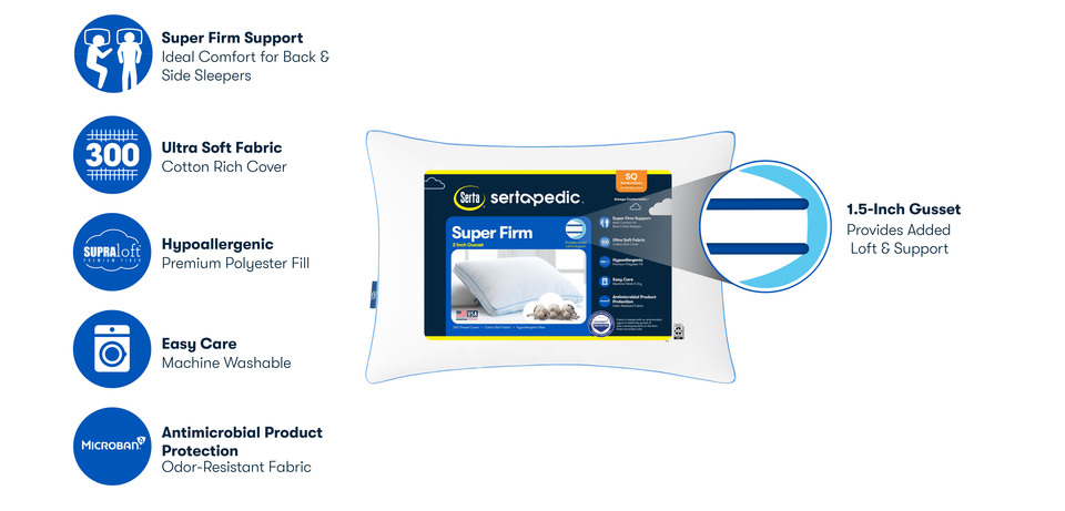 Sertapedic Super Firm Bed Pillow King - Matthews Auctioneers