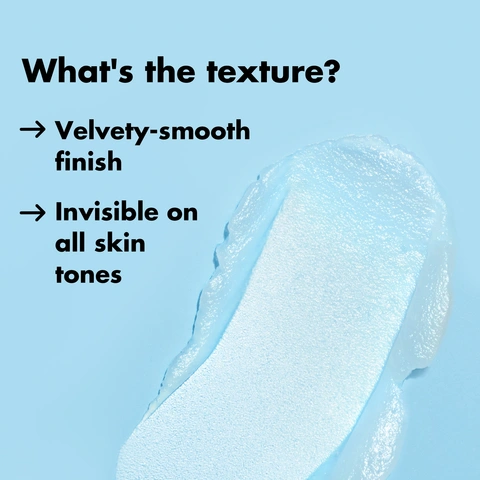 This image is explaining the texture of the product and how it is velvety smooth and invisible 