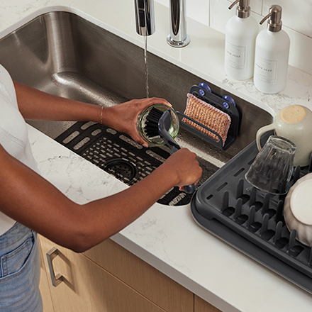 Antimicrobial Sink Mat, Sink Protector, Raven Grey