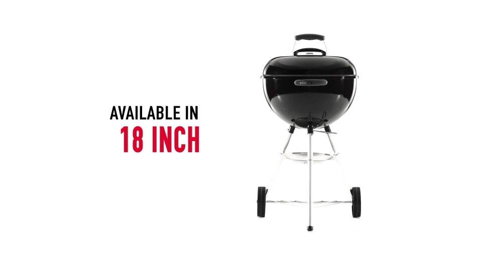 thumbnail video image 2 of Weber Original Charcoal Grill, 18" Kettle Grill with Lid and Wheels, Black, 2 of 12