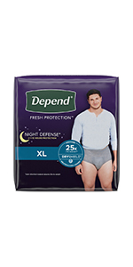 Depend Fresh Protection Incontinence Underwear for Men Maximum, XL