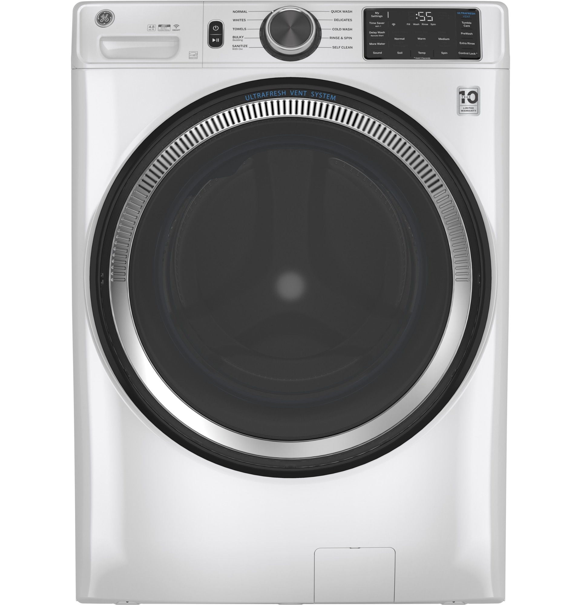 GE® 4.8 Cu. Ft. White Smart Front Load Washer | East Coast 