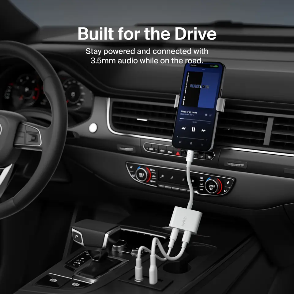 Adaptateur Belkin Rockstar MFi Pour IPhone/iPad - Audio + Charge Simultanée - Neuf