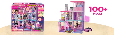 Barbie 60th Celebration DreamHouse Playset (3.75 ft) with 2 Exclusive  Dolls, Car, Pool, Slide, Elevator, Lights & Sounds, 100+ Pieces, 3 Year  Olds 