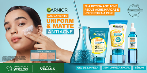 Kit Garnier Skin Uniform & Matte Vitamina C – Sérum Facial + Gel de Limpeza  - Época Cosméticos