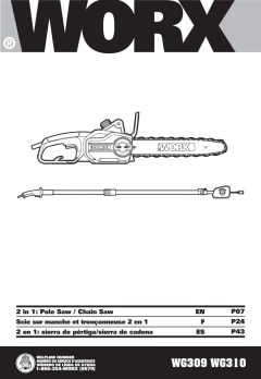 Worx WG309, 8 Amp 10-inch Corded Electric Pole Saw & Chainsaw with Auto