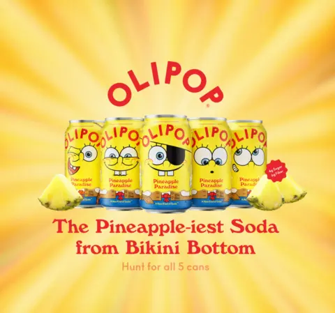 OLIPOP Prebiotic Soda, SpongeBob Pineapple Paradise, 12 fl