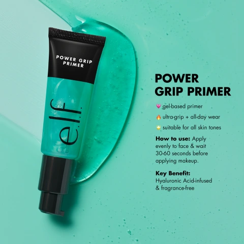 Image of Power Grip Primer, its texture, and information about the product