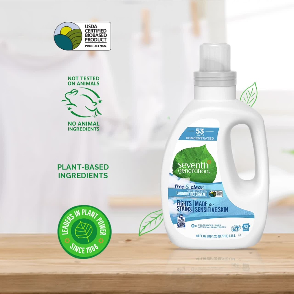 Seventh Generation Concentrated Laundry Detergent Liquid Free & Clear  Fragrance Free 40 oz