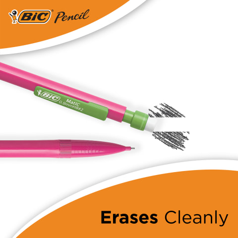 BIC Matic Fun 0.7mm Mechanical Pencils - Assorted Colours, Pouch of 5