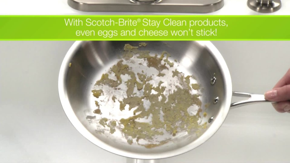 thumbnail video image 2 of Scotch-Brite Stay Clean Scrub Sponge, 3 Count, 2 of 6