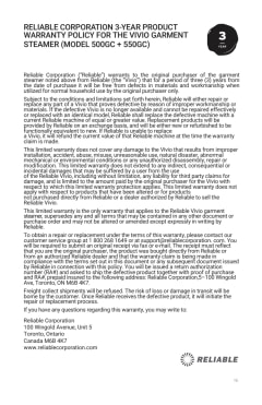 reliable vivio 550gc garment steamer