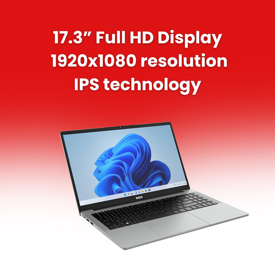 RCA 17.3” Slim Notebook, FHD Resolution, AMD Ryzen 7-5700U, 512GB