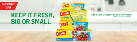 Glad FLEXN SEAL Gallon Freezer Zipper Bags 