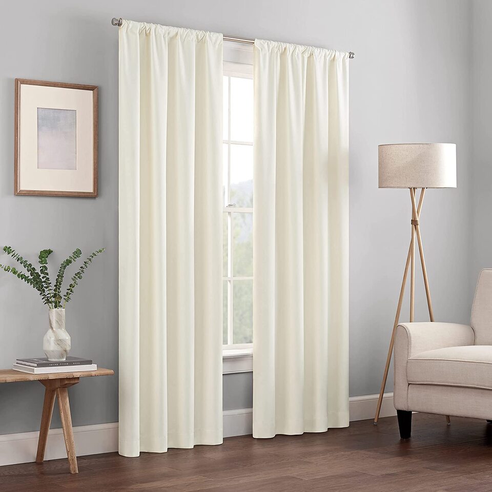 thumbnail video image 7 of Eclipse Kendall Modern Blackout Curtains, 84 In Long x 42 In Wide, Ivory, Sold as a Single Curtain Panel, 7 of 7