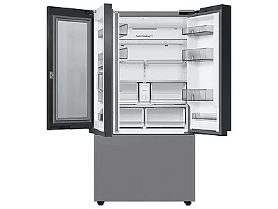 Samsung Bespoke 3-Door French Door Refrigerator (30 cu. ft.) with Beverage Center™ in Stainless Steel(RF30BB6600QLAA) on Fridge.com