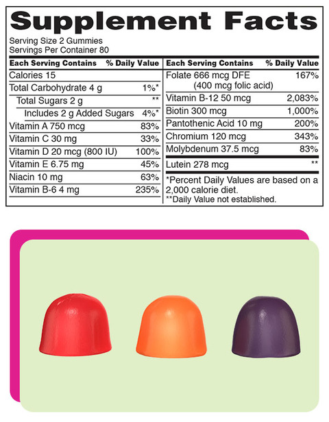 Supplement Facts and Product actual size