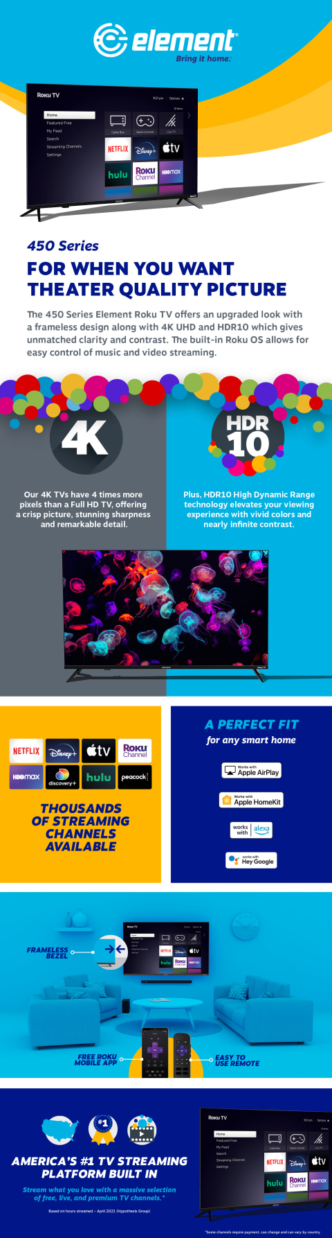 Element 75” 4K UHD HDR Google TV (Frameless)