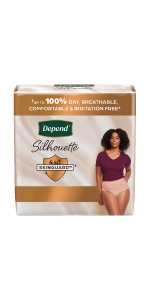 Depend Silhouette Adult Incontinence Underwear for Women, M, Black, Pink &  Berry, 14Ct 