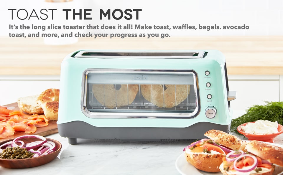 Dash Clear View Toaster: Extra Wide Slot Toaster with See Through Window  (Assorted Colors)