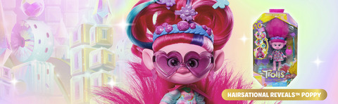 DreamWorks Trolls Band Together Queen Poppy Hairsational Reveals™ Fashion  Doll and 10+ Accessories