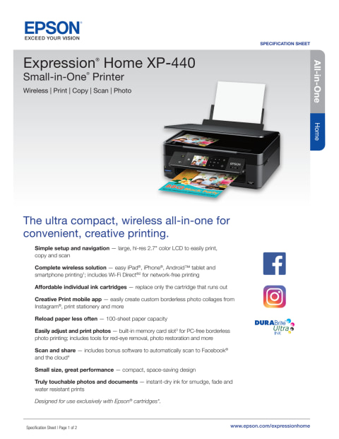 Epson Expression Home Xp 440 Small In One Printer 7075