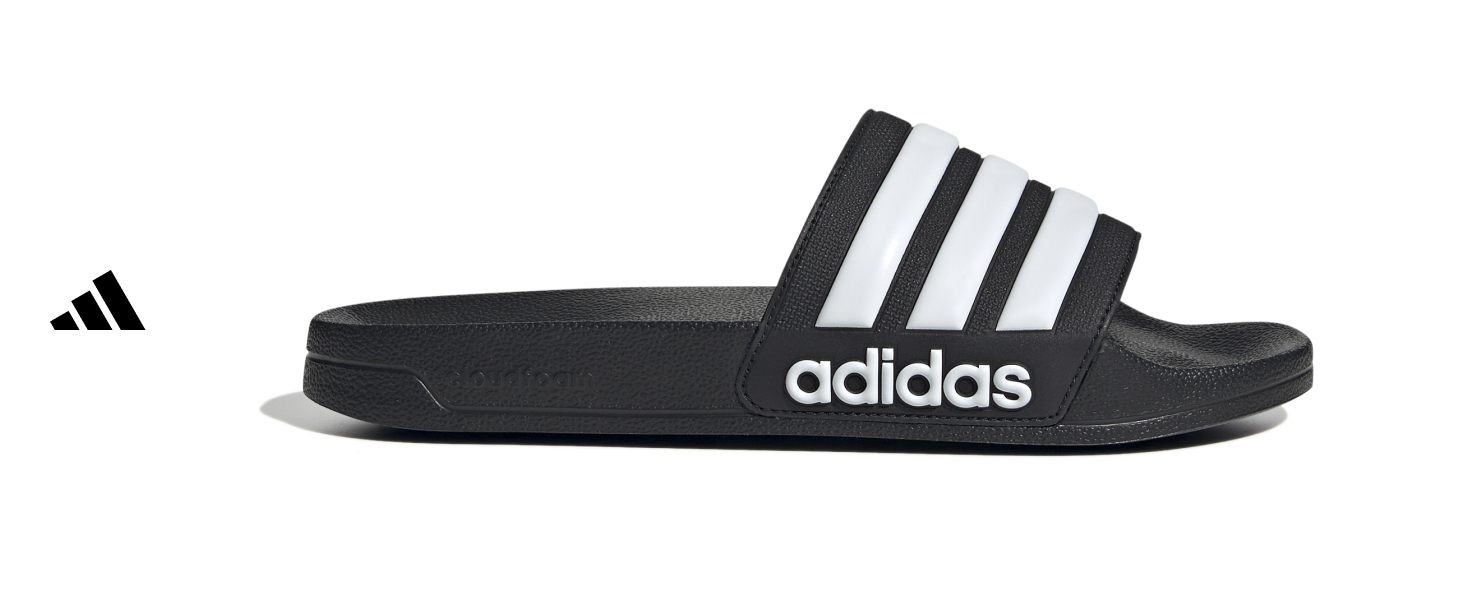 New Mens Adidas Adilette Shower Slide Black White Casual Sandals Size  11 M NWOB adidas Adilette Shower Slides (Black/White) main image 4