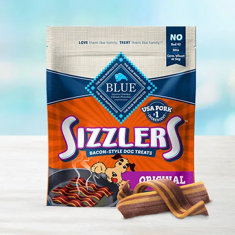 Blue Buffalo Sizzlers Bacon Style with Real USA Pork Original Flavor Dog Treats 6 oz