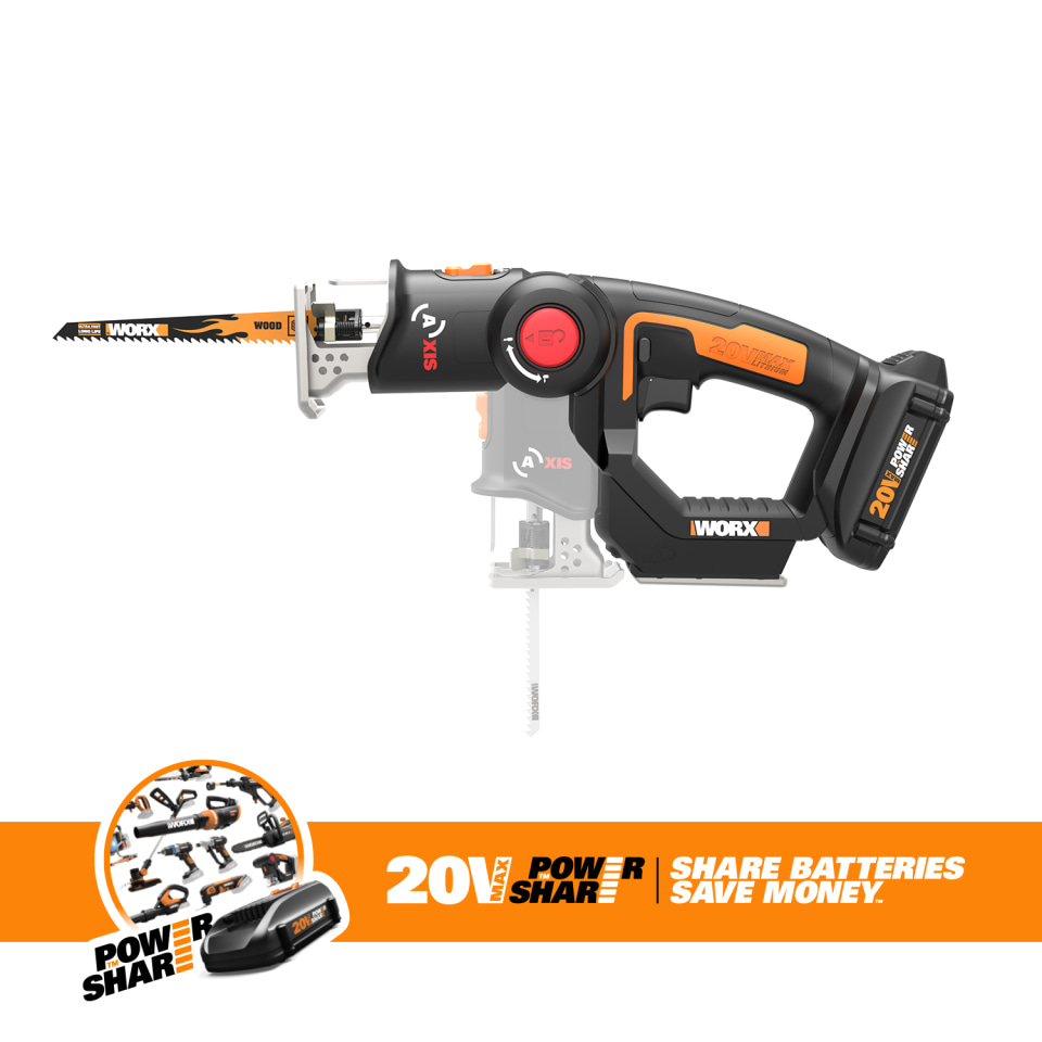 20V AXIS 2-in-1 Reciprocating Saw Jigsaw Orbital Mode with Dust Blower Tool Only