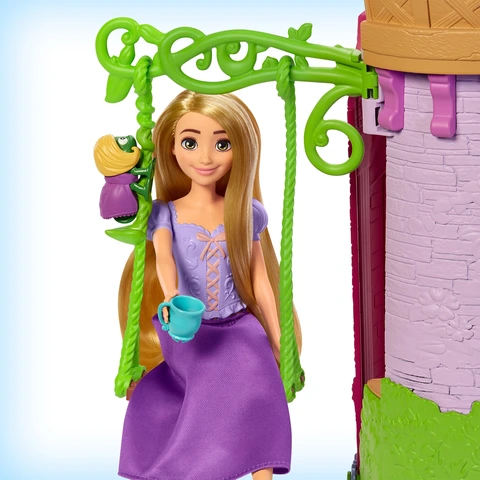 Disney Princess Rapunzel s Tower Playset with Doll Tower Dollhouse and 15 Accessories Mattel