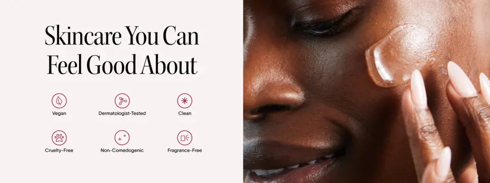 Solawave LightBoost Wand Activating Serum clean skincare icons, including vegan, dermatologist-tested, clean, cruelty-free, non-comedogenic, and fragrance-free.