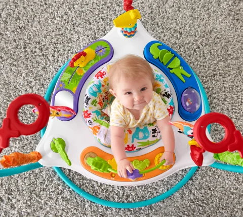 Fisher Price Fun Bouncy Jumperoo Light Up Colorful Comfy Animal Activity Baby Bouncer Toy Walmart
