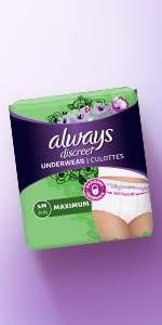  Always Discreet for Sensitive Skin Maximum Plus Underwear White  16 Count (Pack of 1) : Health & Household