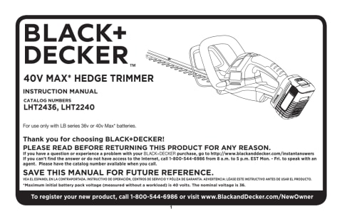 black & decker lht2436 40v max hedge trimmer