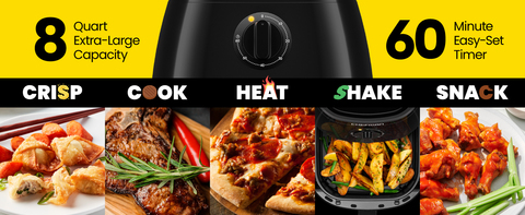Chefman TurboFry 8 Qt. Air Fryer, Integrated 60-Min Timer for Healthy  Cooking, Cook with 80% Less Oil, Adjustable Temperature RJ38-8LM-V3 - The  Home Depot