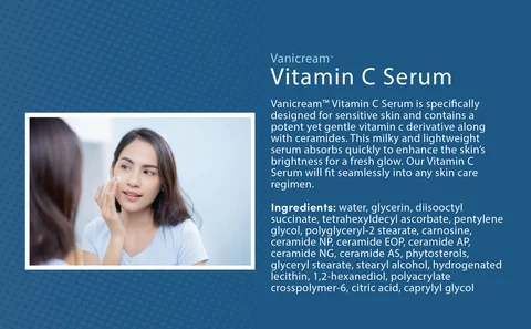 Vanicream™ Vitamin C Serum is specifically designed for sensitive skin and contains a potent yet gentle vitamin c derivative along with ceramides. This milky and lightweight serum absorbs quickly to enhance the skin’s brightness for a fresh glow. Our Vitamin C Serum will fit seamlessly into any skin care regimen.