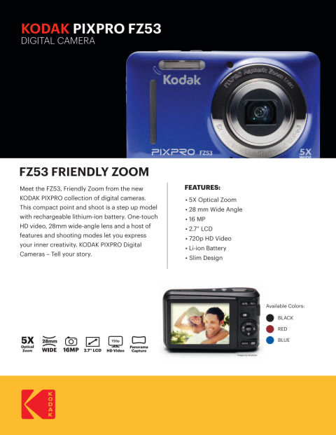 KODAK PIXPRO FZ53 Compact Digital Camera - 16MP 5X Optical Zoom HD 720p