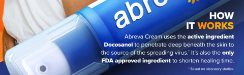 Abreva Docosanol 10% Cream Pump, FDA Approved Treatment for Cold