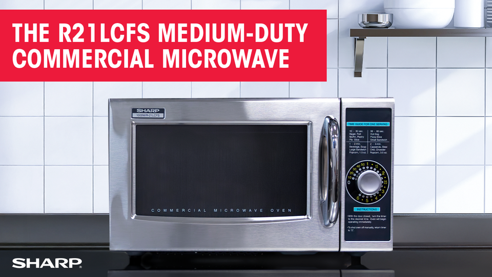 thumbnail video image 2 of Sharp R-21LCFS Medium Duty Commercial Microwave Dial Timer, 1000-Watts, 120-Volts Update of R-21LCF, 2 of 6