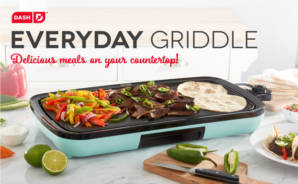 Dash Everyday Nonstick Electric Griddle for Pancakes Burgers, Quesadillas,  Eggs & Other on the Go Breakfast, Lunch & Snacks with Drip Tray + Included