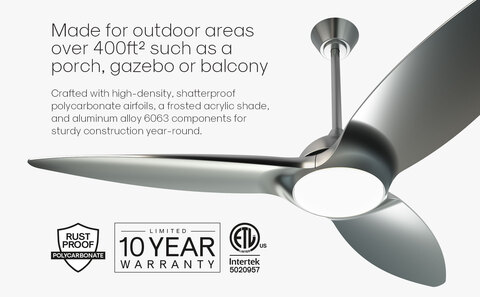 Close up of the Atomi Smart Outdoor Ceiling Fan