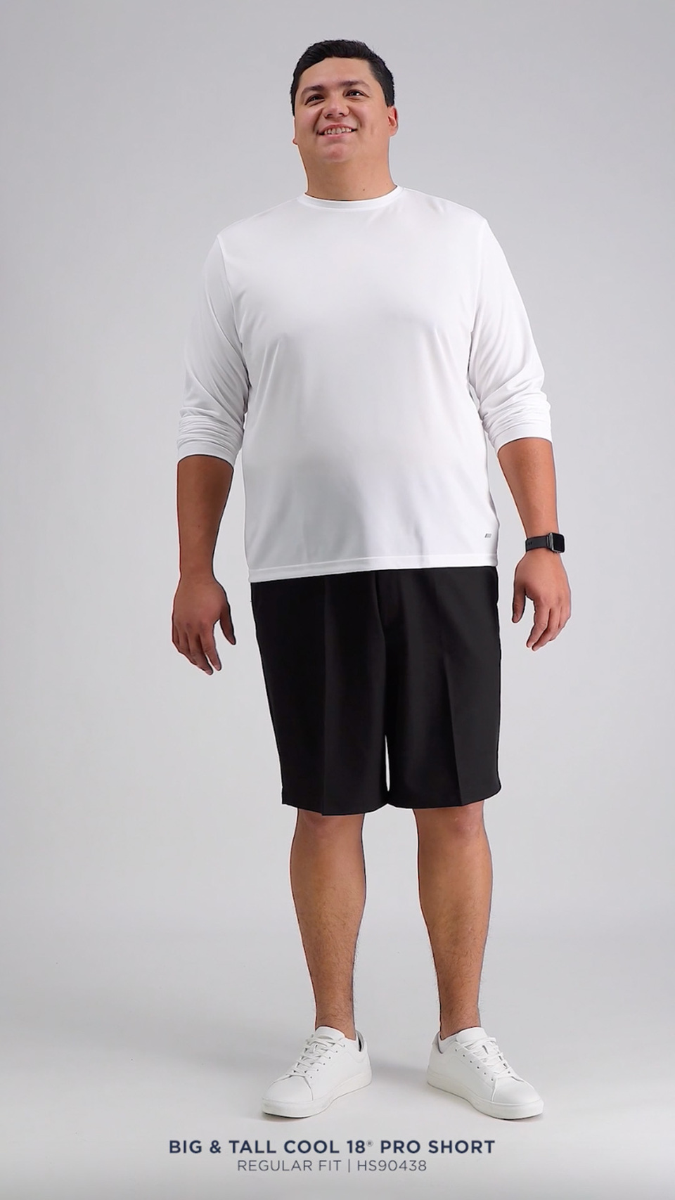 thumbnail video image 2 of Men's Big & Tall Cool 18® Pro Flat Front Shorts Regular Fit HS90438, 2 of 12