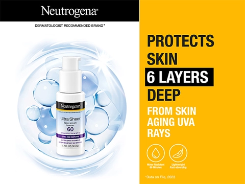 protects skin 6 layers deep from skin aging UVA rays water resistant lightweight fast absorbing