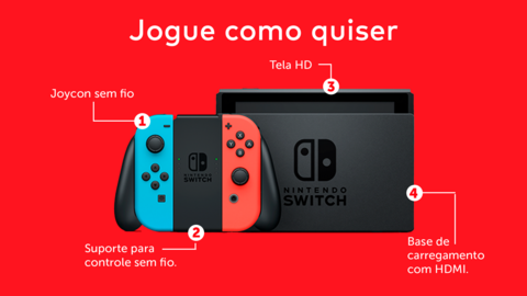Console Nintendo Switch Azul e Vermelho + Joy-Con Neon + Mario Kart 8  Deluxe + 3 Meses de Assinatura Nintendo Switch Online